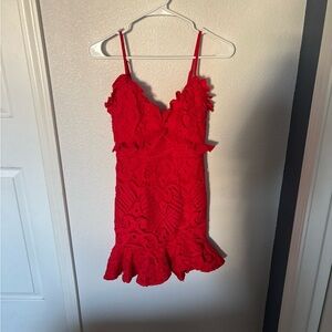 Hello Molly Red Lace Mini Dress